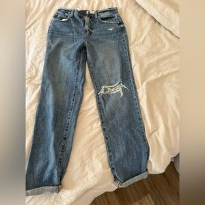 Pistola Blue Boyfriend Jeans with Distressed Knee